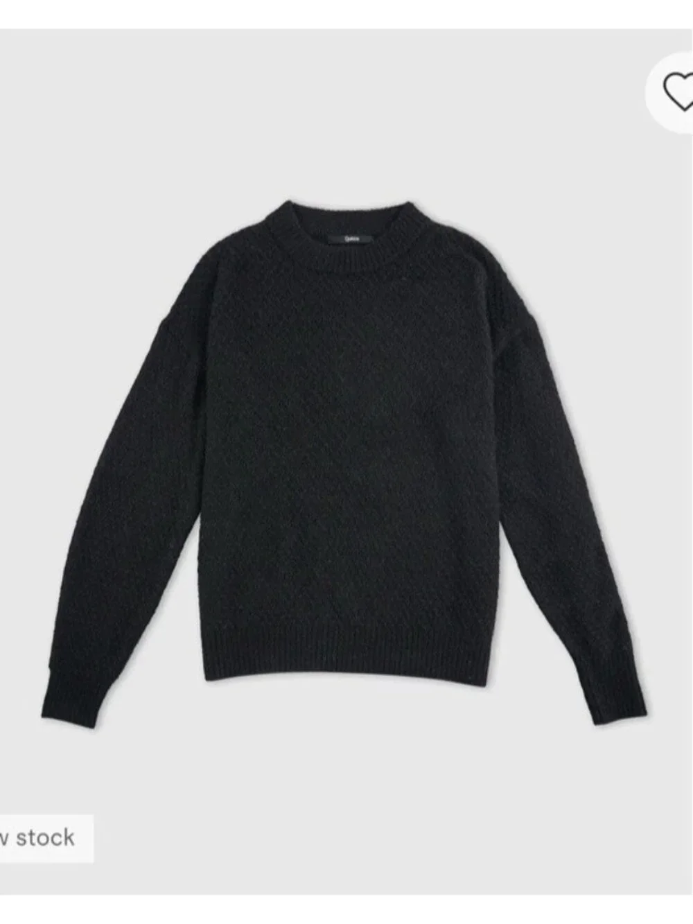 Quince Baby Alpaca Wool Diamond Stitch Crew Neck Sweater  Black Size S